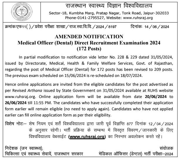 RUHS MEDICAL OFFICER RECRUITMENT 2024