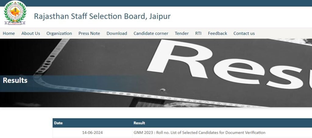 RAJASTHAN GNM RESULT 2023